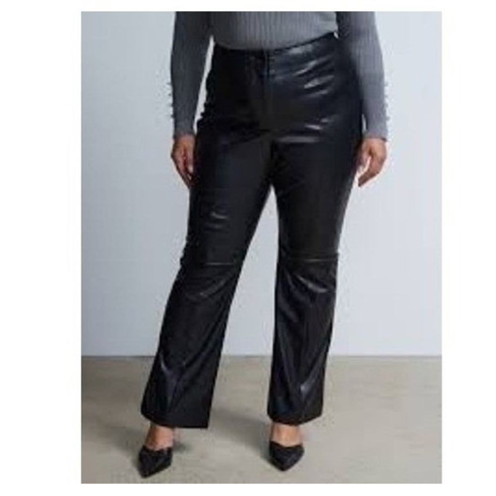 NY&C New York & Company Black Faux Leather Bootcut Pants Trousers Size 12